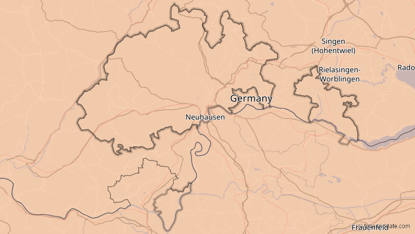 A map of Schaffhausen, Schweiz, showing the path of the 5. Nov 2059 Ringförmige Sonnenfinsternis