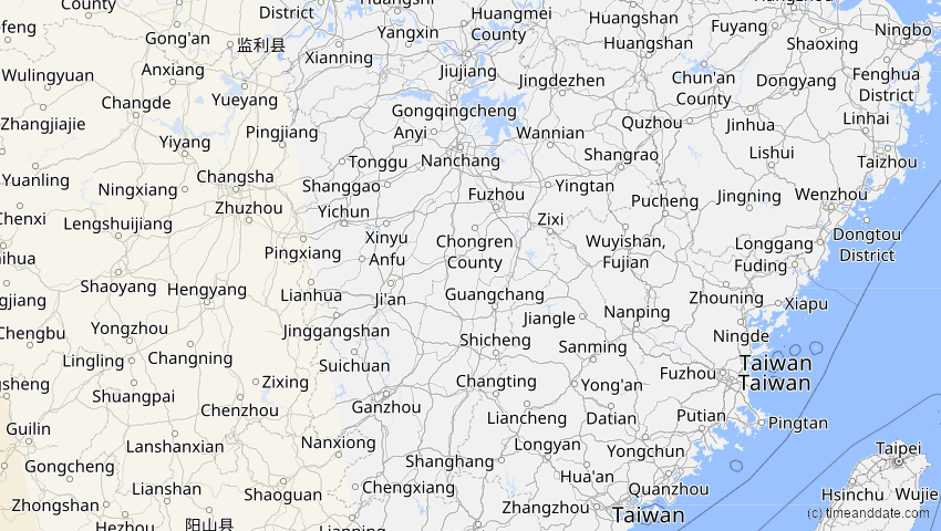 A map of Jiangxi, China, showing the path of the 5. Nov 2059 Ringförmige Sonnenfinsternis