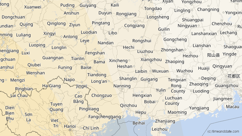A map of Guangxi, China, showing the path of the 5. Nov 2059 Ringförmige Sonnenfinsternis