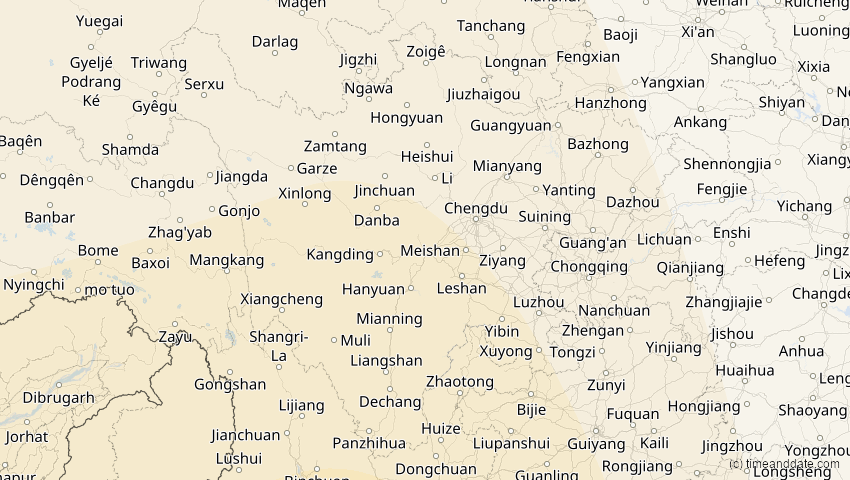 A map of Sichuan, China, showing the path of the 5. Nov 2059 Ringförmige Sonnenfinsternis