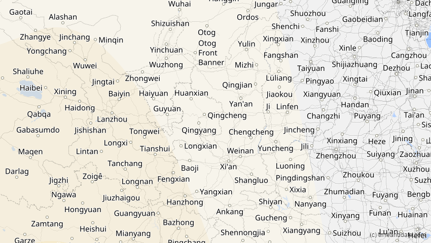 A map of Shaanxi, China, showing the path of the 5. Nov 2059 Ringförmige Sonnenfinsternis