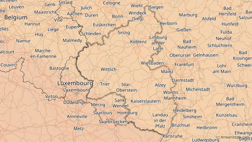 A map of Rheinland-Pfalz, Deutschland, showing the path of the 5. Nov 2059 Ringförmige Sonnenfinsternis