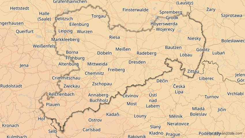 A map of Sachsen, Deutschland, showing the path of the 5. Nov 2059 Ringförmige Sonnenfinsternis