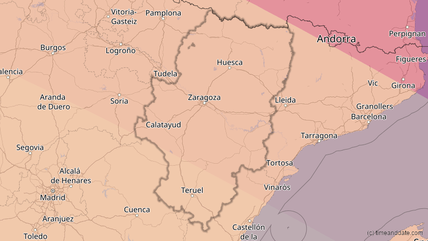 A map of Aragonien, Spanien, showing the path of the 5. Nov 2059 Ringförmige Sonnenfinsternis