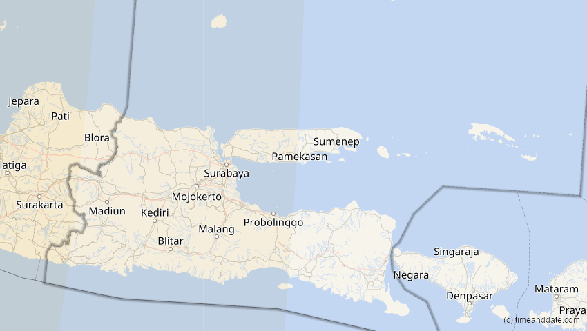 A map of Jawa Timur, Indonesien, showing the path of the 5. Nov 2059 Ringförmige Sonnenfinsternis