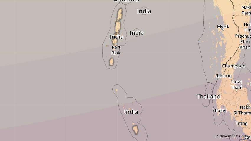 A map of Andamanen und Nikobaren, Indien, showing the path of the 5. Nov 2059 Ringförmige Sonnenfinsternis