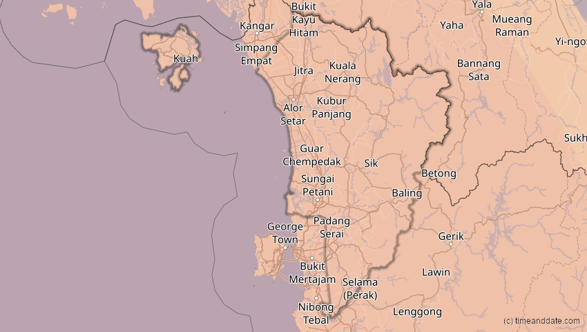 A map of Kedah, Malaysia, showing the path of the 5. Nov 2059 Ringförmige Sonnenfinsternis