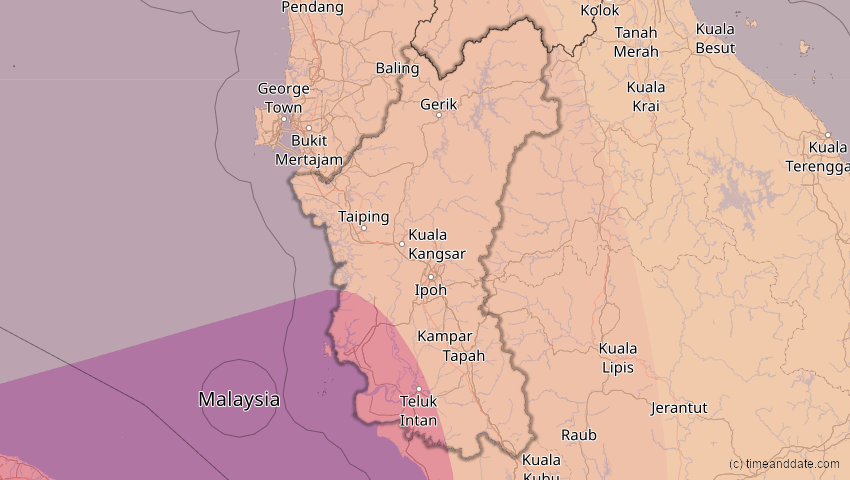 A map of Perak, Malaysia, showing the path of the 5. Nov 2059 Ringförmige Sonnenfinsternis