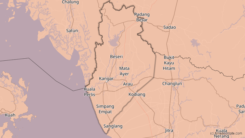 A map of Perlis, Malaysia, showing the path of the 5. Nov 2059 Ringförmige Sonnenfinsternis