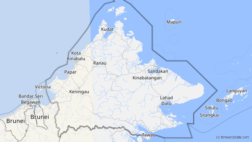 A map of Sabah, Malaysia, showing the path of the 5. Nov 2059 Ringförmige Sonnenfinsternis