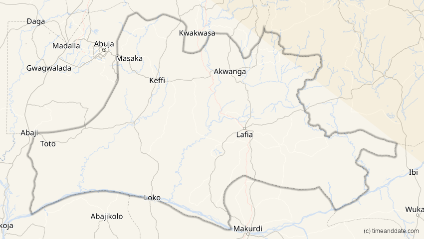 A map of Nassarawa, Nigeria, showing the path of the 5. Nov 2059 Ringförmige Sonnenfinsternis