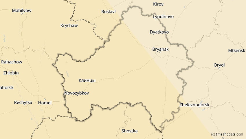 A map of Brjansk, Russland, showing the path of the 5. Nov 2059 Ringförmige Sonnenfinsternis