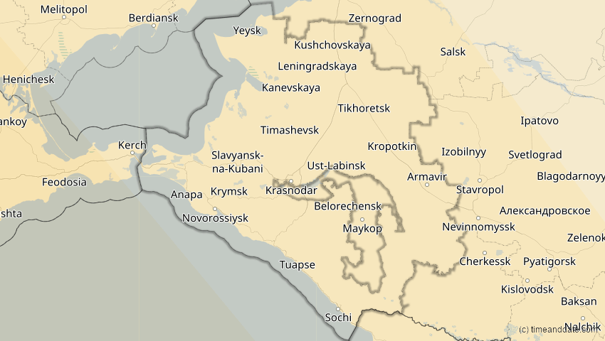 A map of Krasnodar, Russland, showing the path of the 5. Nov 2059 Ringförmige Sonnenfinsternis