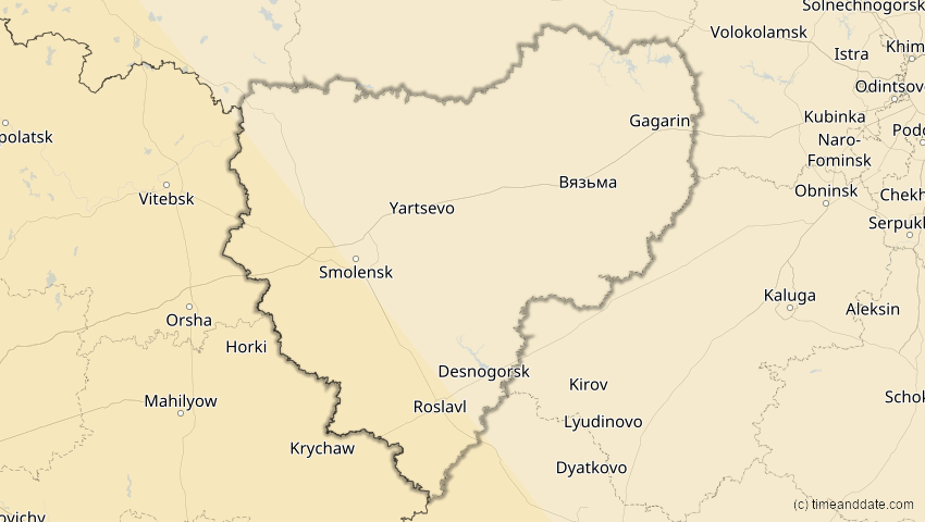 A map of Smolensk, Russland, showing the path of the 5. Nov 2059 Ringförmige Sonnenfinsternis