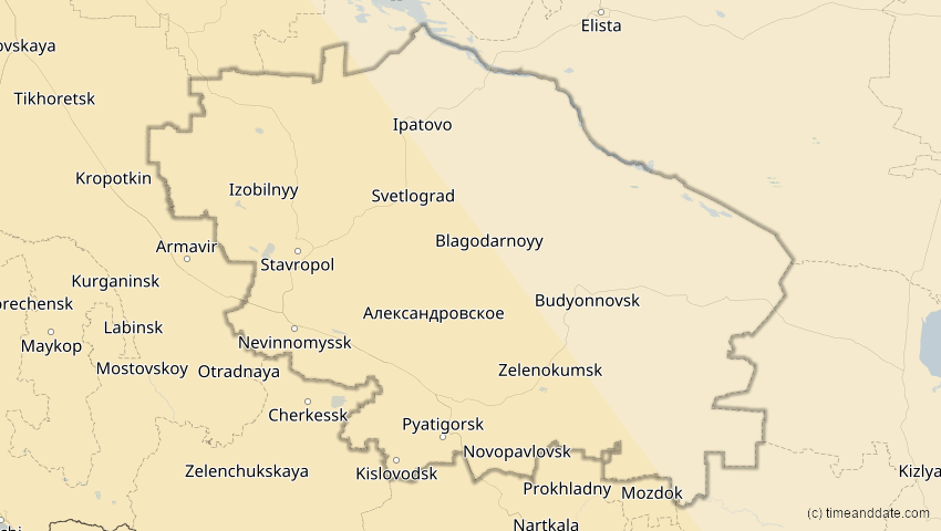 A map of Stawropol, Russland, showing the path of the 5. Nov 2059 Ringförmige Sonnenfinsternis