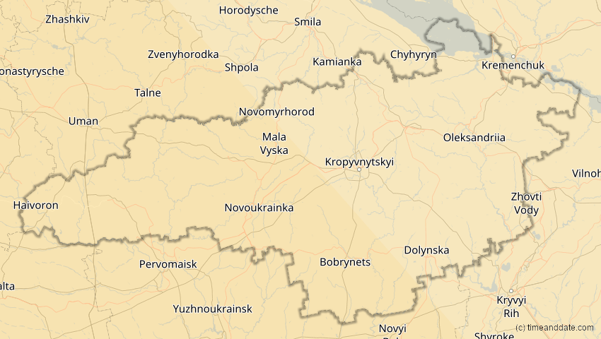 A map of Kirowohrad, Ukraine, showing the path of the 5. Nov 2059 Ringförmige Sonnenfinsternis