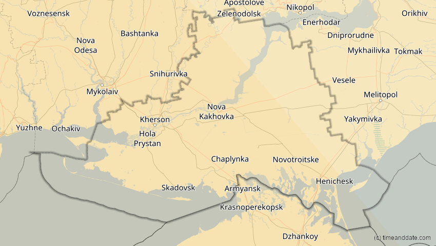 A map of Cherson, Ukraine, showing the path of the 5. Nov 2059 Ringförmige Sonnenfinsternis