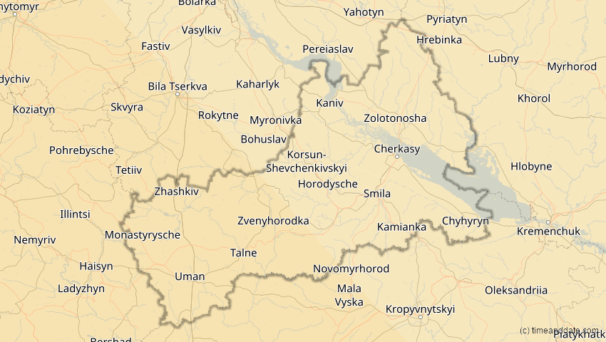 A map of Tscherkassy, Ukraine, showing the path of the 5. Nov 2059 Ringförmige Sonnenfinsternis