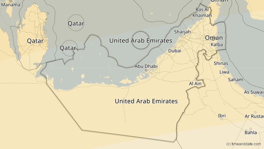 A map of Vereinigte Arabische Emirate, showing the path of the 30. Apr 2060 Totale Sonnenfinsternis