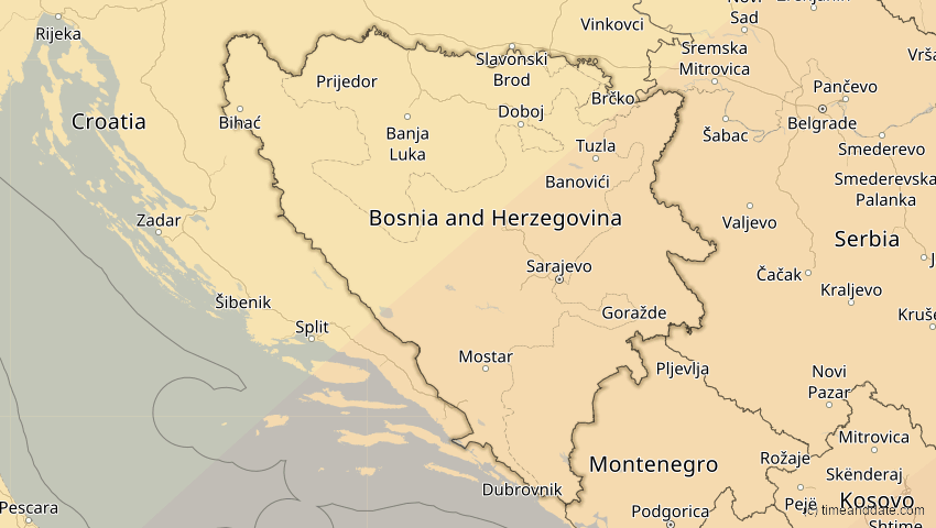 A map of Bosnien und Herzegowina, showing the path of the 30. Apr 2060 Totale Sonnenfinsternis