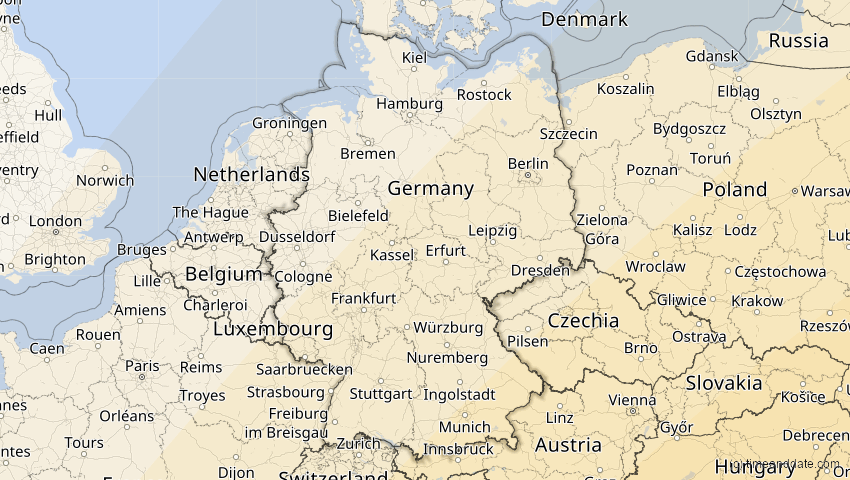A map of Deutschland, showing the path of the 30. Apr 2060 Totale Sonnenfinsternis