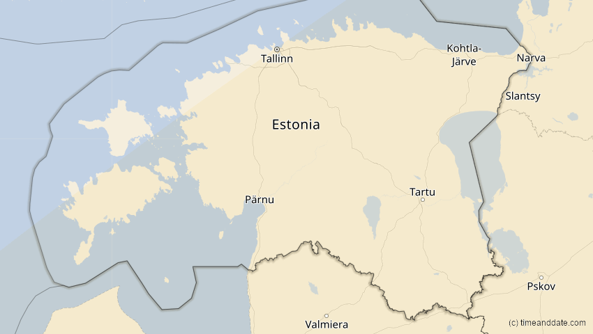 A map of Estland, showing the path of the 30. Apr 2060 Totale Sonnenfinsternis