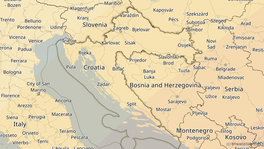 A map of Kroatien, showing the path of the 30. Apr 2060 Totale Sonnenfinsternis