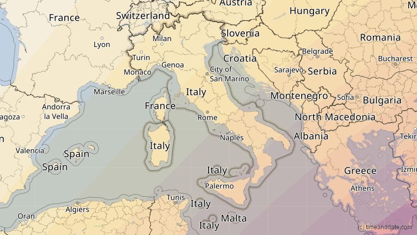 A map of Italien, showing the path of the 30. Apr 2060 Totale Sonnenfinsternis
