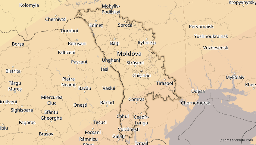 A map of Moldawien, showing the path of the 30. Apr 2060 Totale Sonnenfinsternis