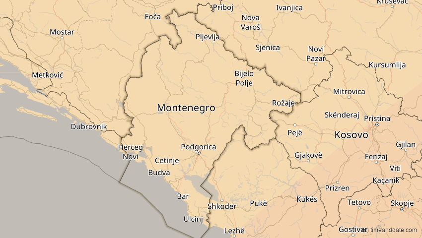 A map of Montenegro, showing the path of the 30. Apr 2060 Totale Sonnenfinsternis