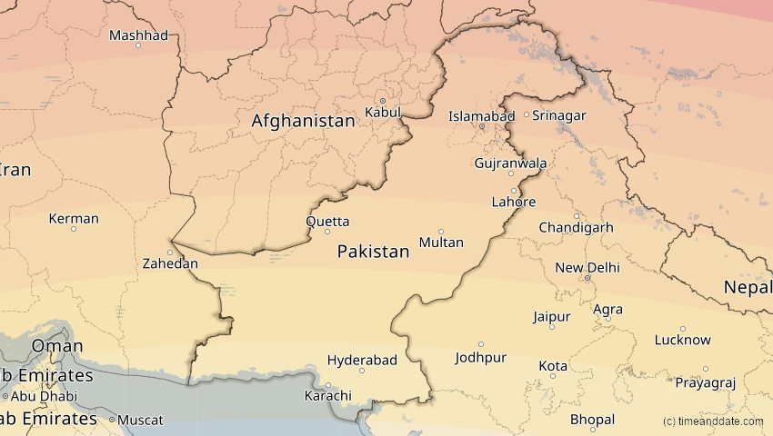 A map of Pakistan, showing the path of the 30. Apr 2060 Totale Sonnenfinsternis