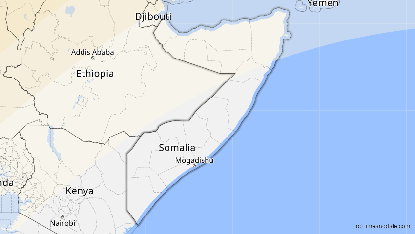 A map of Somalia, showing the path of the 30. Apr 2060 Totale Sonnenfinsternis