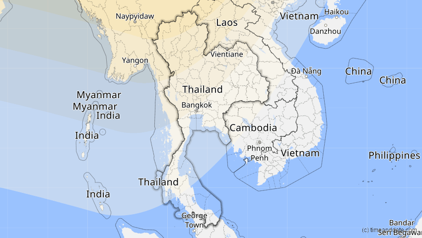 A map of Thailand, showing the path of the 30. Apr 2060 Totale Sonnenfinsternis