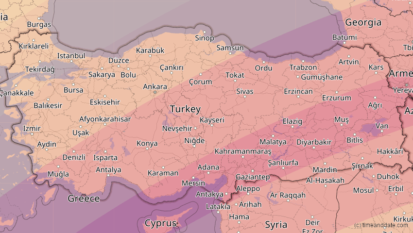 A map of Türkei, showing the path of the 30. Apr 2060 Totale Sonnenfinsternis