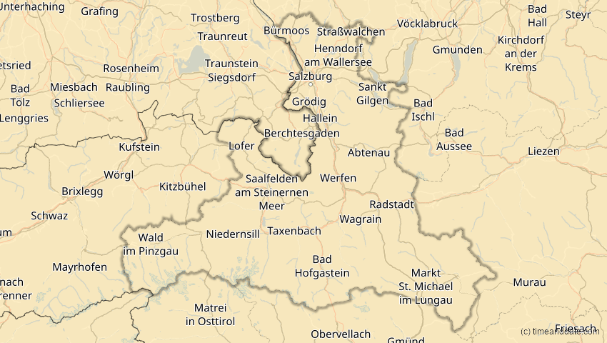 A map of Salzburg, Österreich, showing the path of the 30. Apr 2060 Totale Sonnenfinsternis
