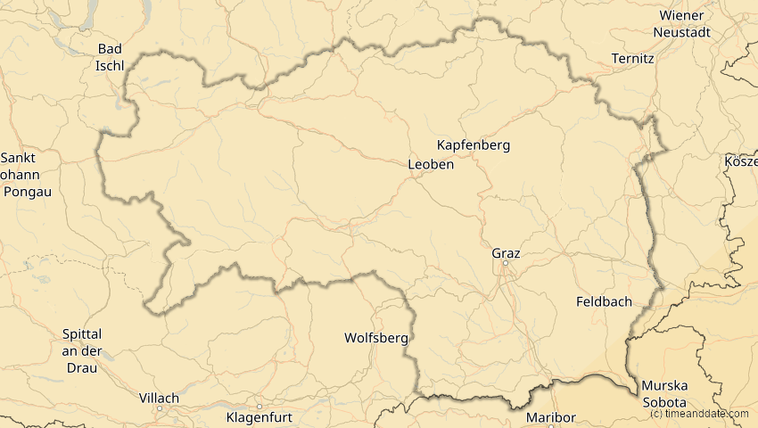 A map of Steiermark, Österreich, showing the path of the 30. Apr 2060 Totale Sonnenfinsternis