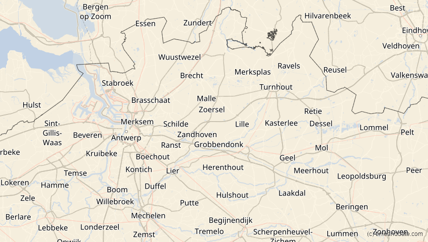 A map of Antwerpen, Belgien, showing the path of the 30. Apr 2060 Totale Sonnenfinsternis