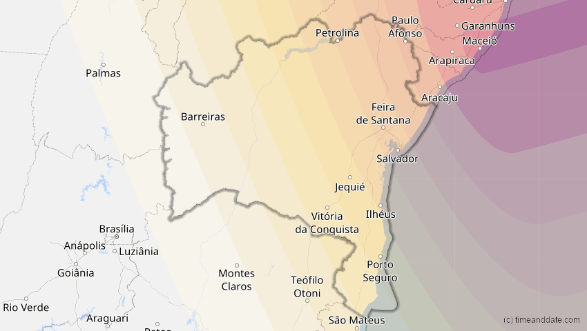 A map of Bahia, Brasilien, showing the path of the 30. Apr 2060 Totale Sonnenfinsternis