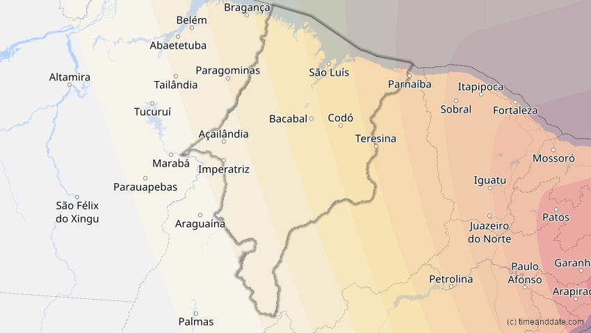 A map of Maranhão, Brasilien, showing the path of the 30. Apr 2060 Totale Sonnenfinsternis