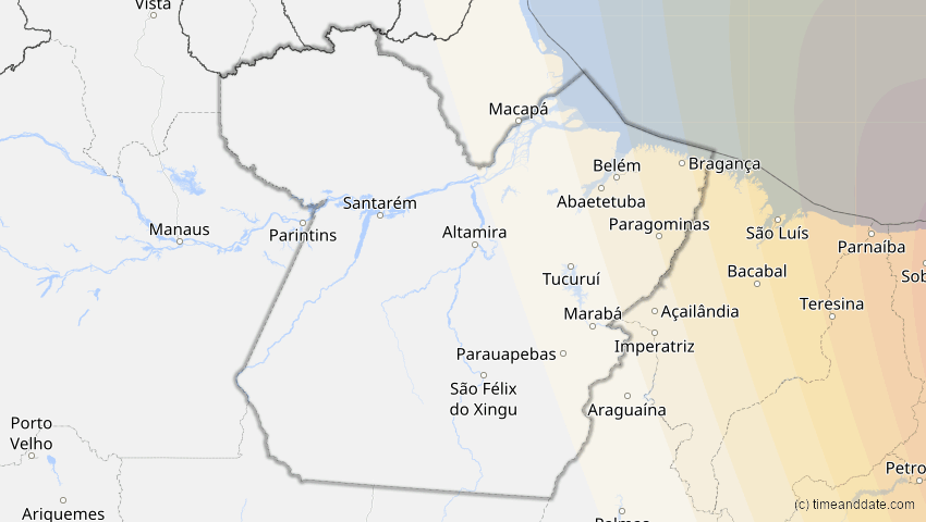 A map of Pará, Brasilien, showing the path of the 30. Apr 2060 Totale Sonnenfinsternis