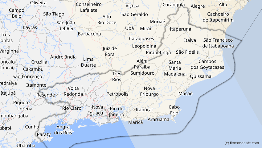 A map of Rio de Janeiro, Brasilien, showing the path of the 30. Apr 2060 Totale Sonnenfinsternis