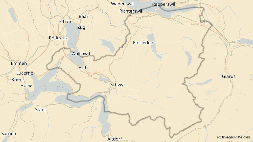 A map of Schwyz, Schweiz, showing the path of the 30. Apr 2060 Totale Sonnenfinsternis