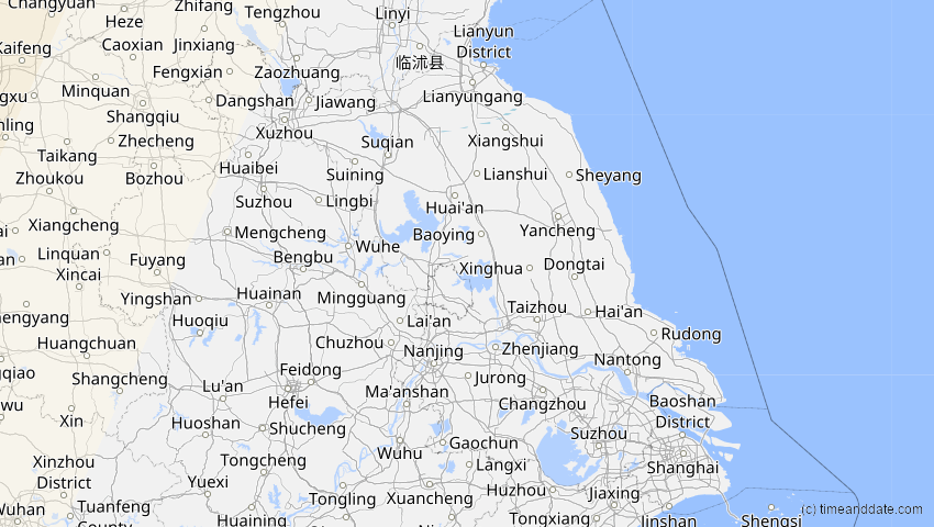 A map of Jiangsu, China, showing the path of the 30. Apr 2060 Totale Sonnenfinsternis