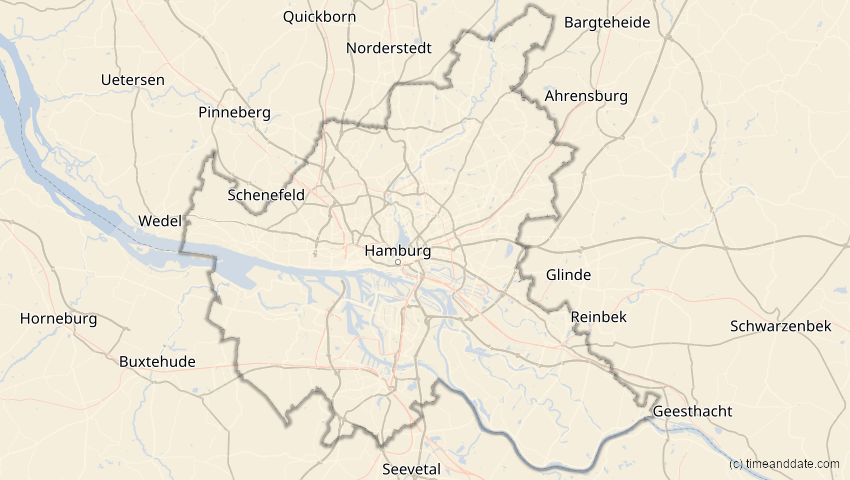 A map of Hamburg, Deutschland, showing the path of the 30. Apr 2060 Totale Sonnenfinsternis