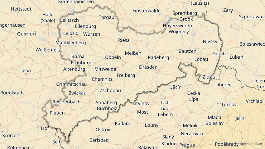 A map of Sachsen, Deutschland, showing the path of the 30. Apr 2060 Totale Sonnenfinsternis