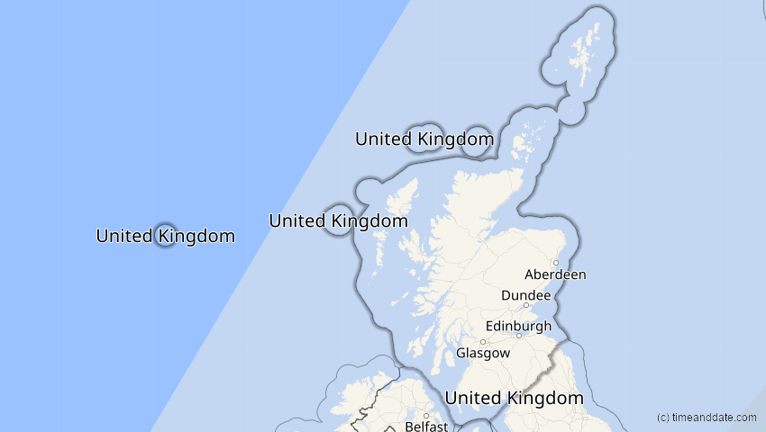 A map of Schottland, Großbritannien, showing the path of the 30. Apr 2060 Totale Sonnenfinsternis