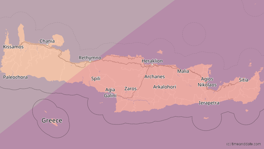 A map of Kreta, Griechenland, showing the path of the 30. Apr 2060 Totale Sonnenfinsternis