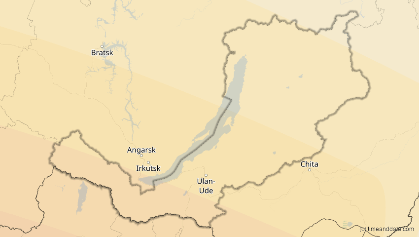 A map of Burjatien, Russland, showing the path of the 30. Apr 2060 Totale Sonnenfinsternis