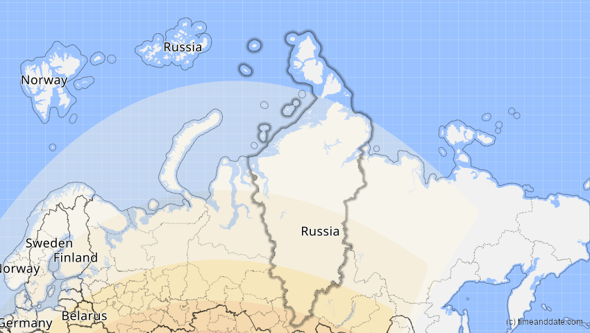 A map of Krasnojarsk, Russland, showing the path of the 30. Apr 2060 Totale Sonnenfinsternis