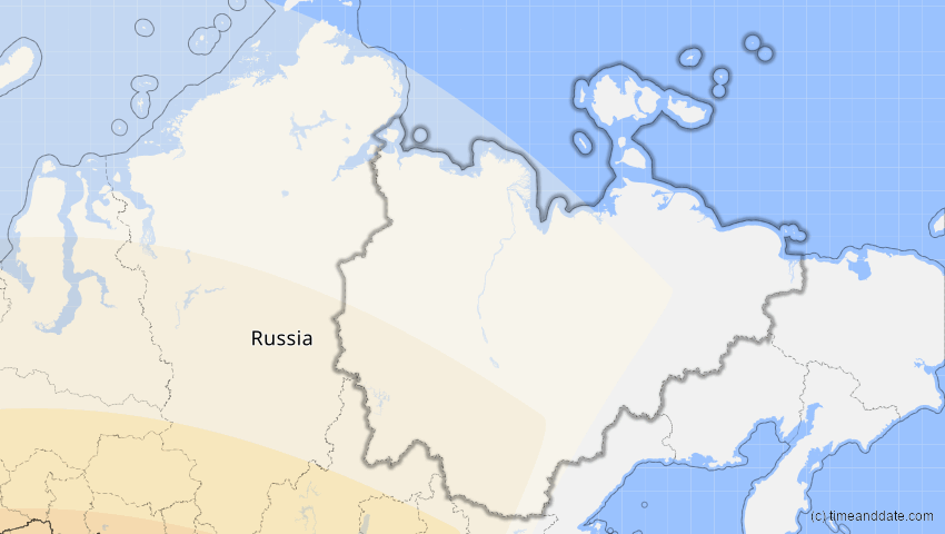 A map of Sacha (Jakutien), Russland, showing the path of the 30. Apr 2060 Totale Sonnenfinsternis